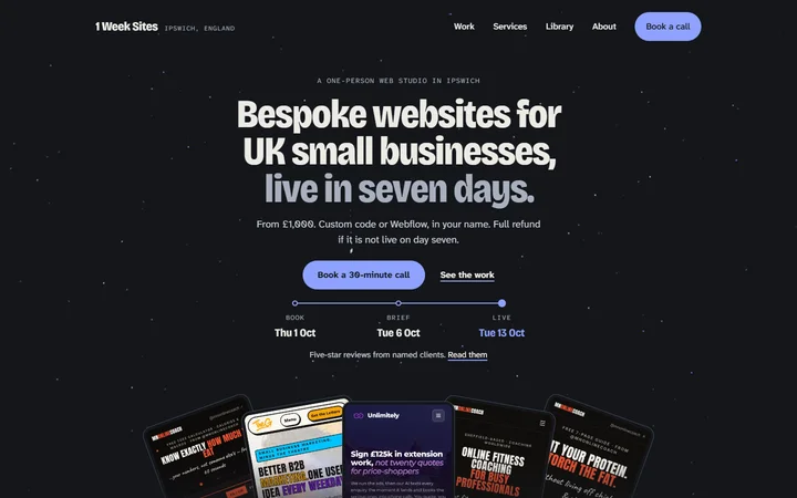 1 Week Sites website