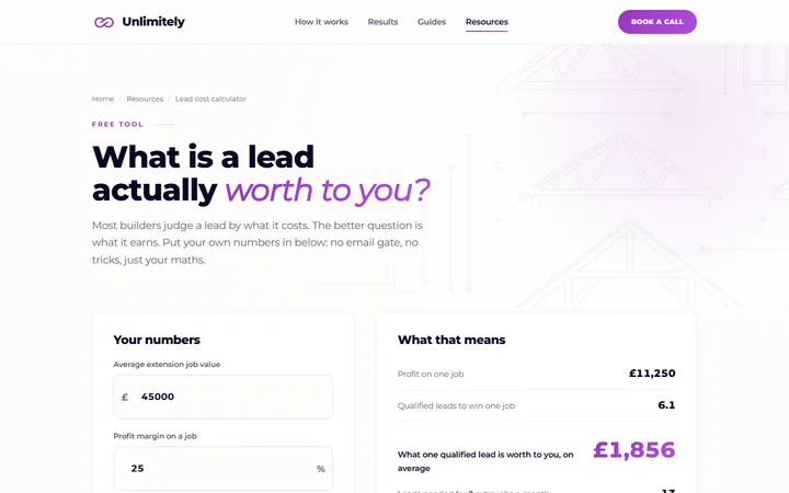 Unlimitely lead-cost calculator
